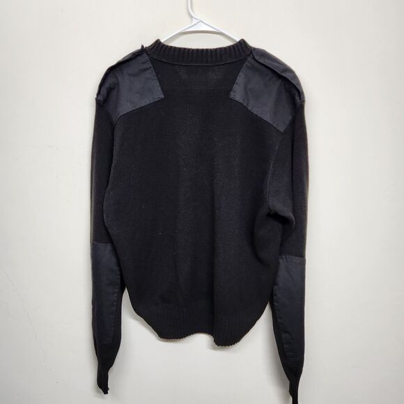 Navy V Neck Pullover By Jack Young Men's XL Black 100% Acrylic Sweater 1420 - Picture 8 of 9